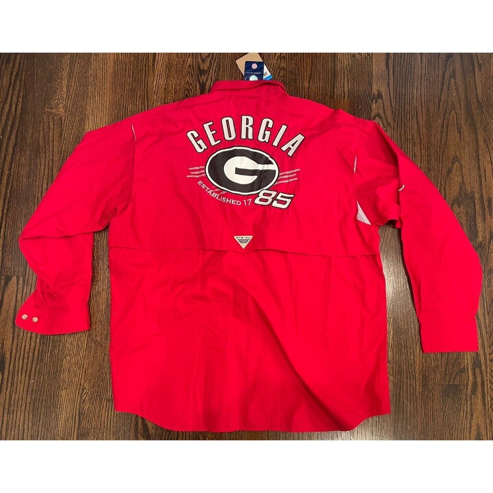 Columbia PFG Georgia Bulldogs Long Sleeve Vented Fishing Shirt Mens XL MSRP $60